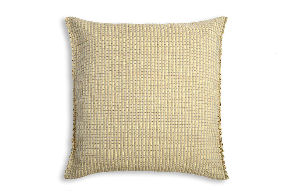 Handwoven Cushion Cover AUSTĖ pearl beige leather and linen