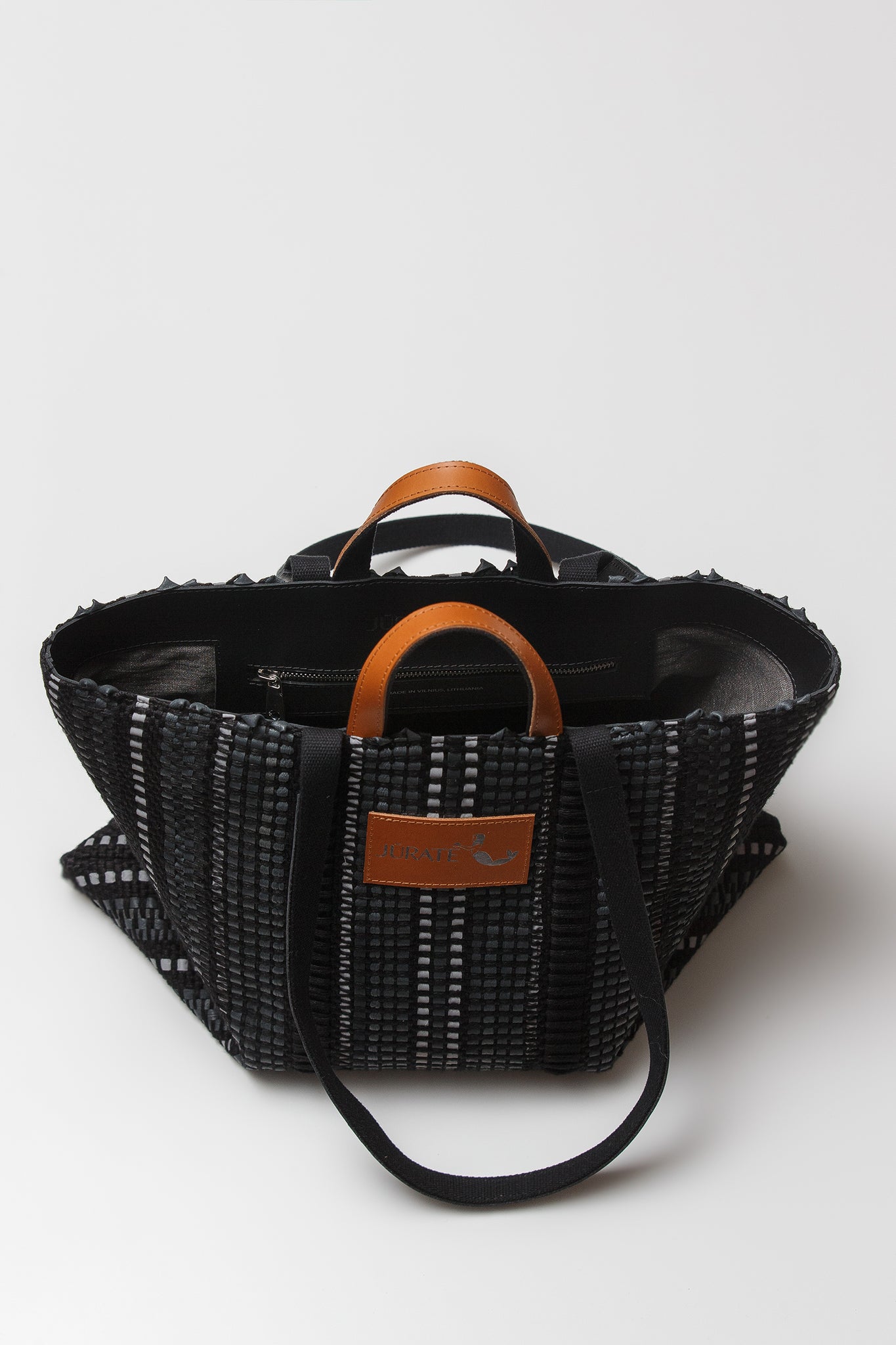 Handwoven Bag Austė #45 black / reflective