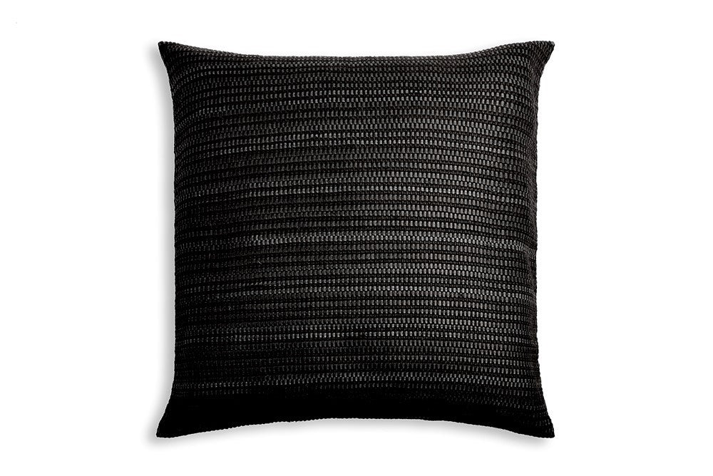 Handwoven Cushion Cover AUSTĖ choco leather and linen