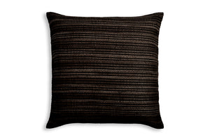 Handwoven Cushion Cover AUSTĖ choco leather and linen