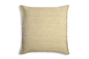 Handwoven Cushion Cover AUSTĖ pearl beige leather and linen