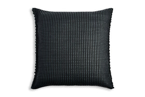 Handwoven Cushion Cover AUSTĖ black leather and linen