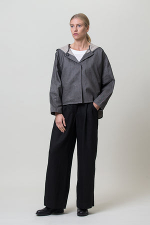 Short Coated Linen Rain Jacket with Hood LYJA graphite grey – Jurate.eu