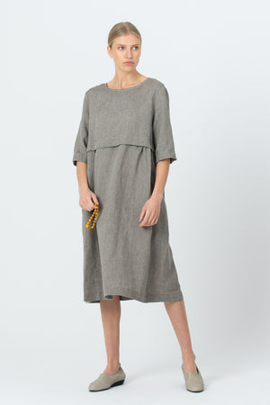Linen Dress MONIKA graphite grey
