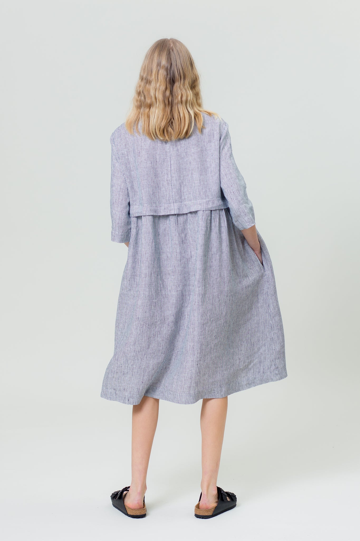 Linen Dress MONIKA stripes white/blue