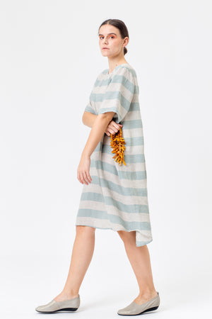 Linen Dress JŪRA mint stripes