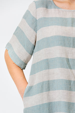 Linen Dress JŪRA mint stripes