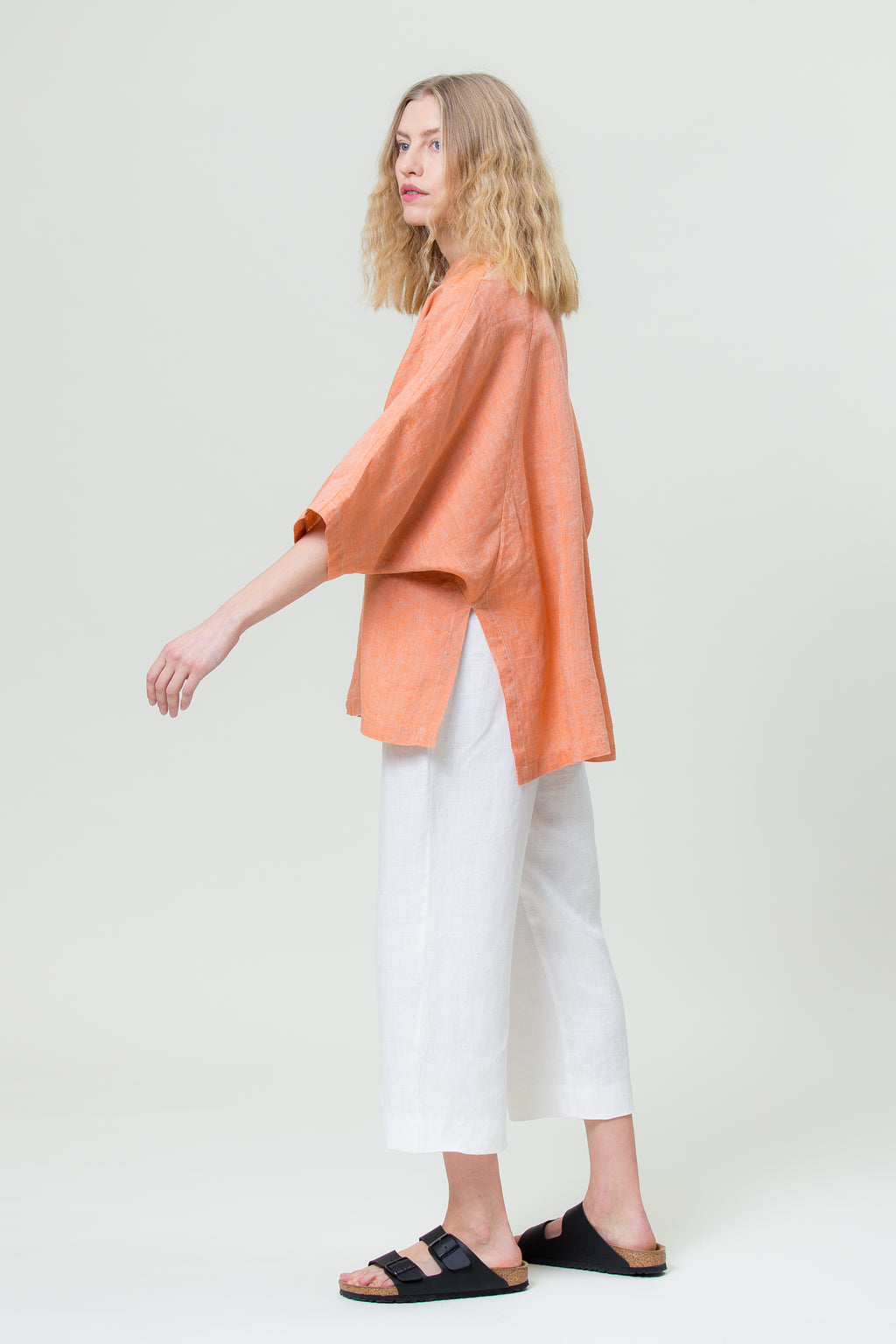 Linen Shirt GINTĖ sunset orange