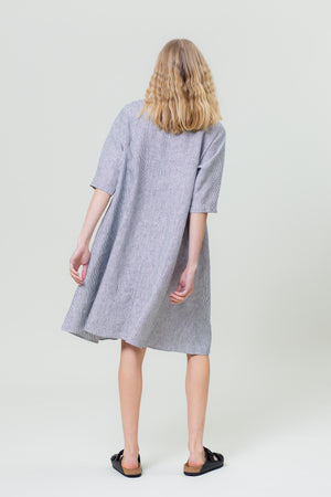 Linen Dress JURGA blue and white stripes