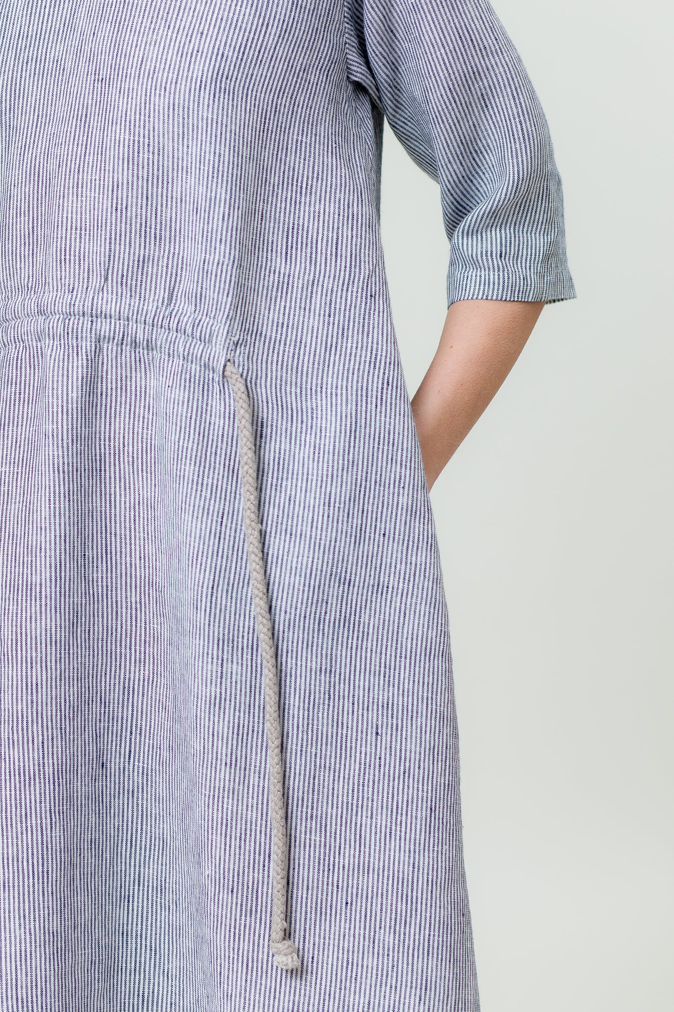Linen Dress JURGA blue and white stripes