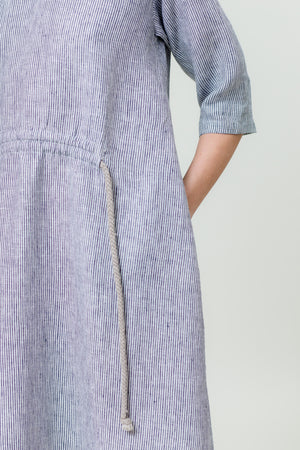 Linen Dress JURGA blue and white stripes