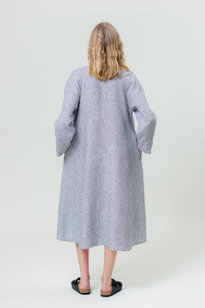 Linen Dress AISTE blue and white stripes