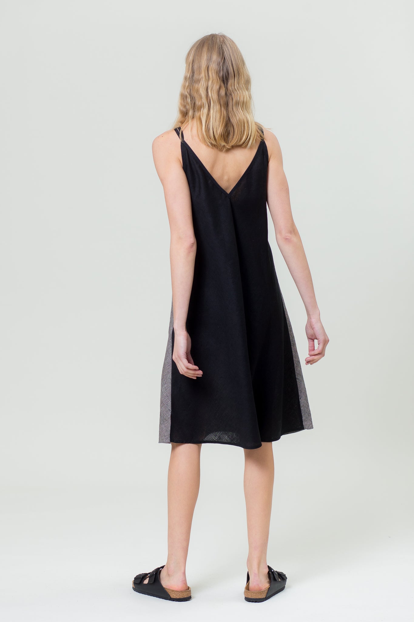 Linen Dress SIMA grey and black