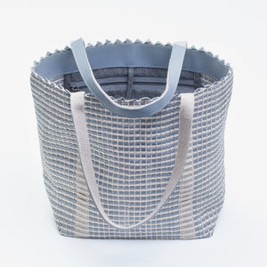 Handwoven Bag AUSTĖ #01 graphite grey leather and linen