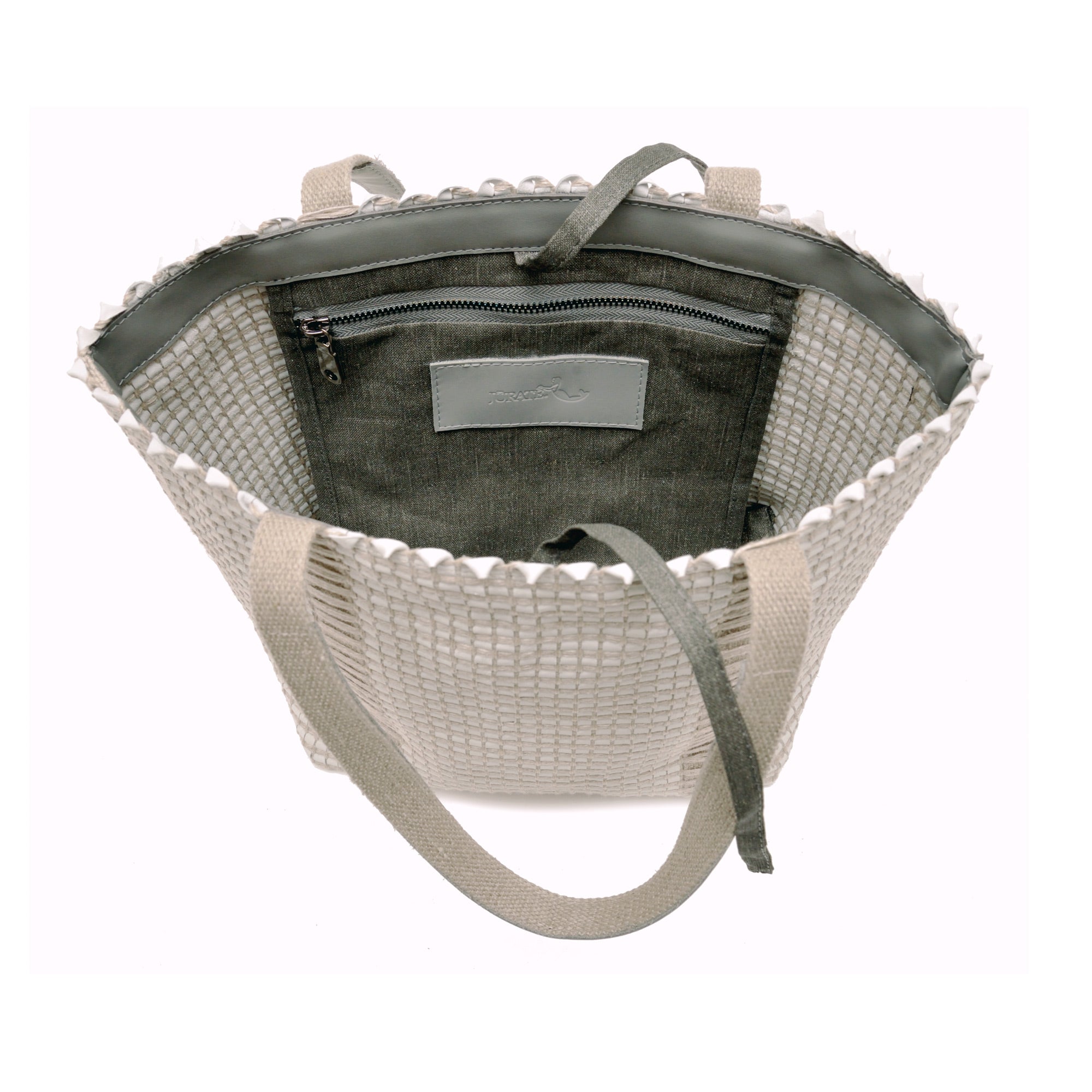 Handwoven Tote Bag AUSTĖ #01 white