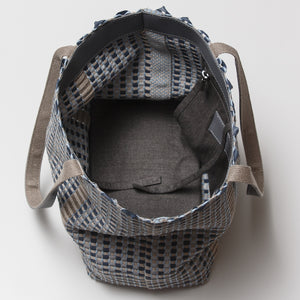 Handwoven Tote Bag AUSTĖ #01 blue/reflective