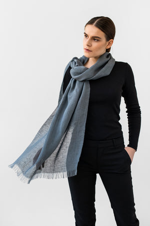 Light Linen Scarf LUKA graphite grey