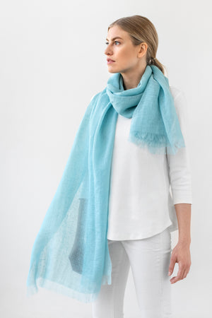 Light Linen Scarf LUKA sea blue