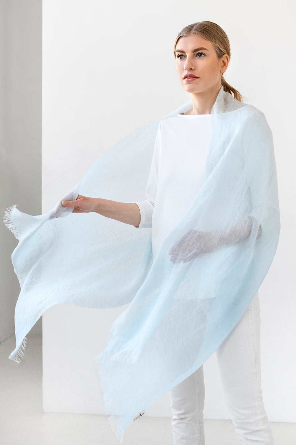 Light Linen Scarf LUKA sky blue