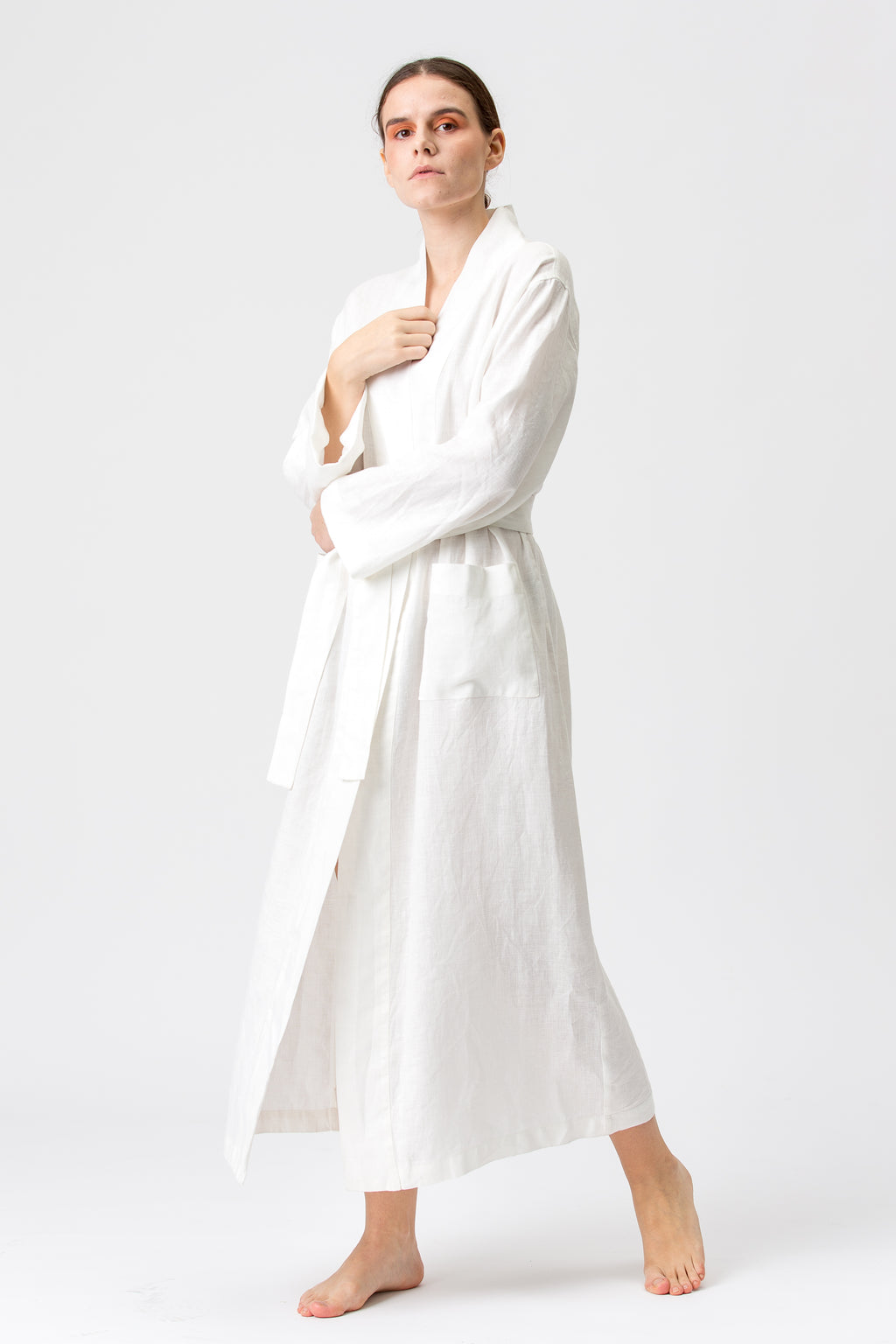 Linen Kimono-Bathrobe VASARA white
