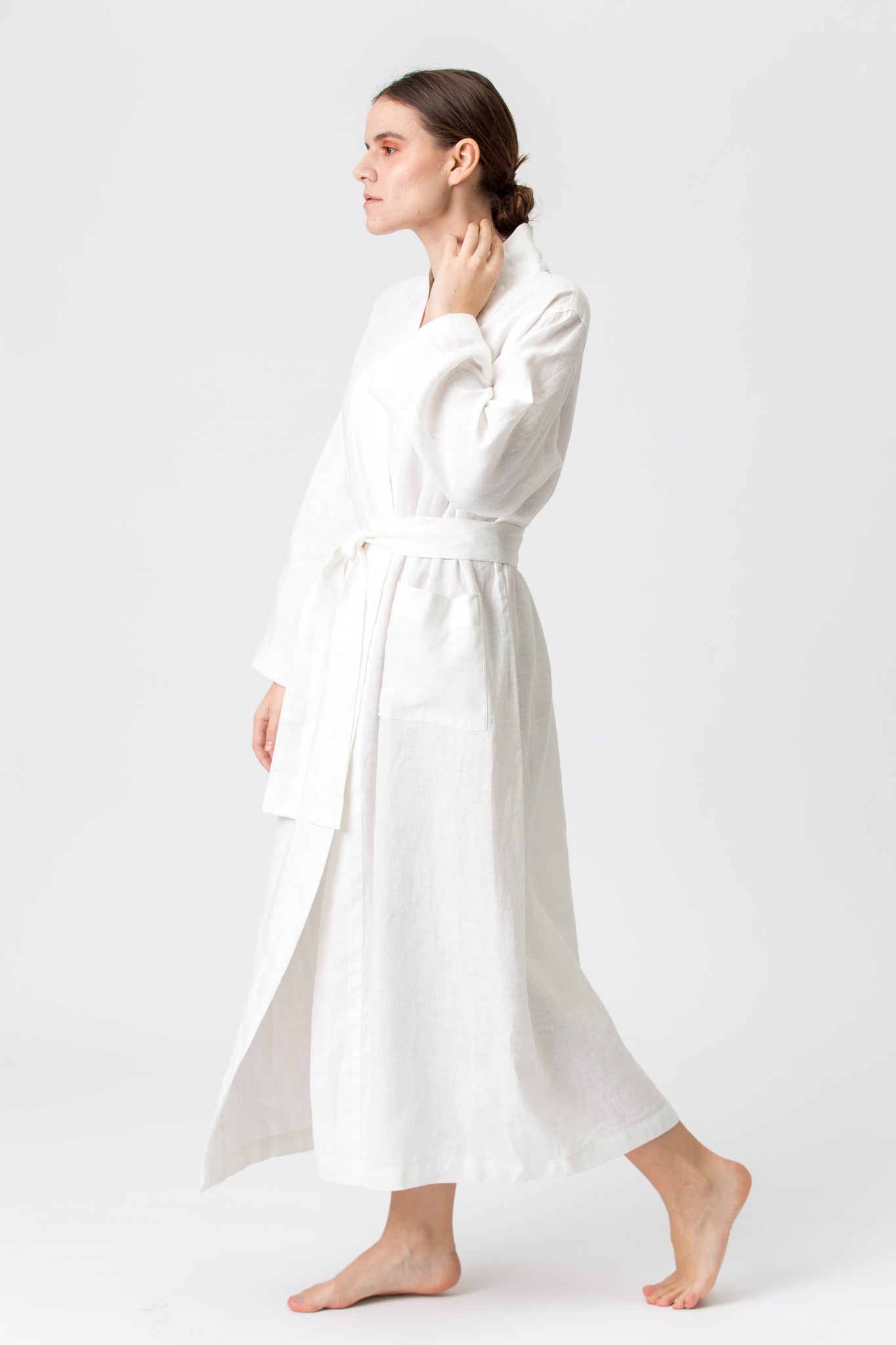 Linen Kimono-Bathrobe VASARA white