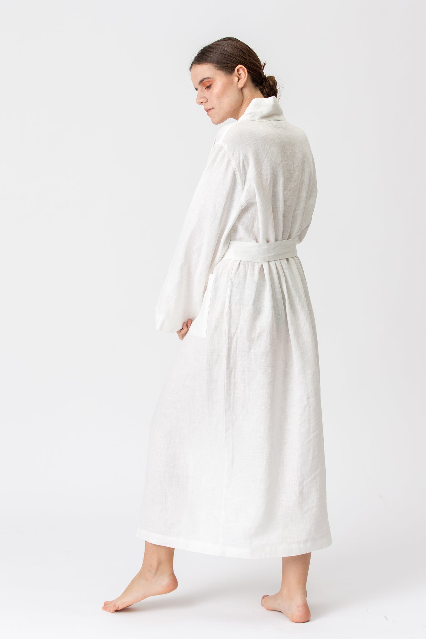 Linen Kimono-Bathrobe VASARA white