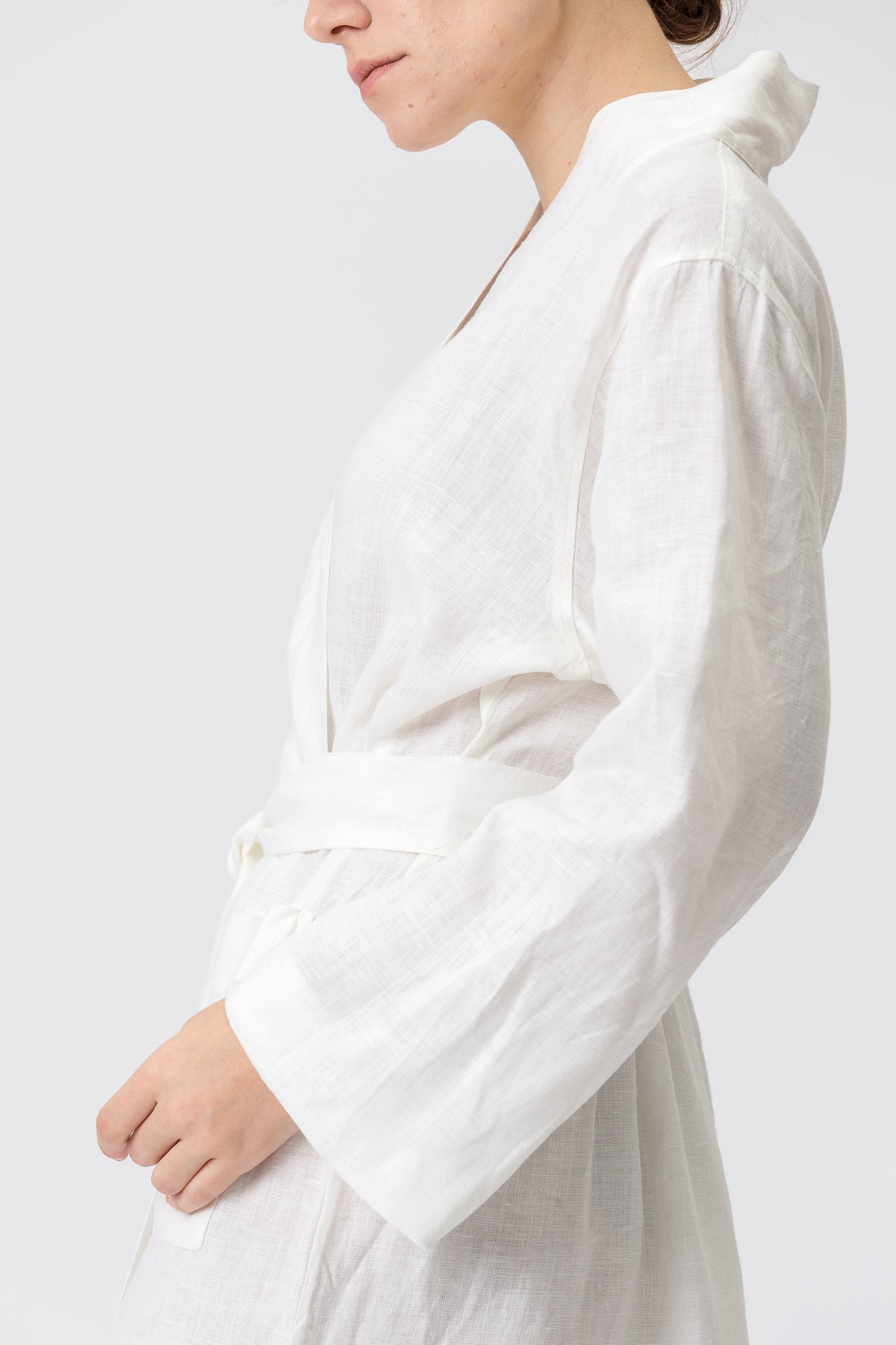 Linen Kimono-Bathrobe VASARA white