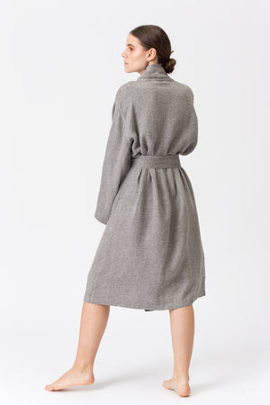 Linen Kimono-Bathrobe SMILTĖ graphite grey