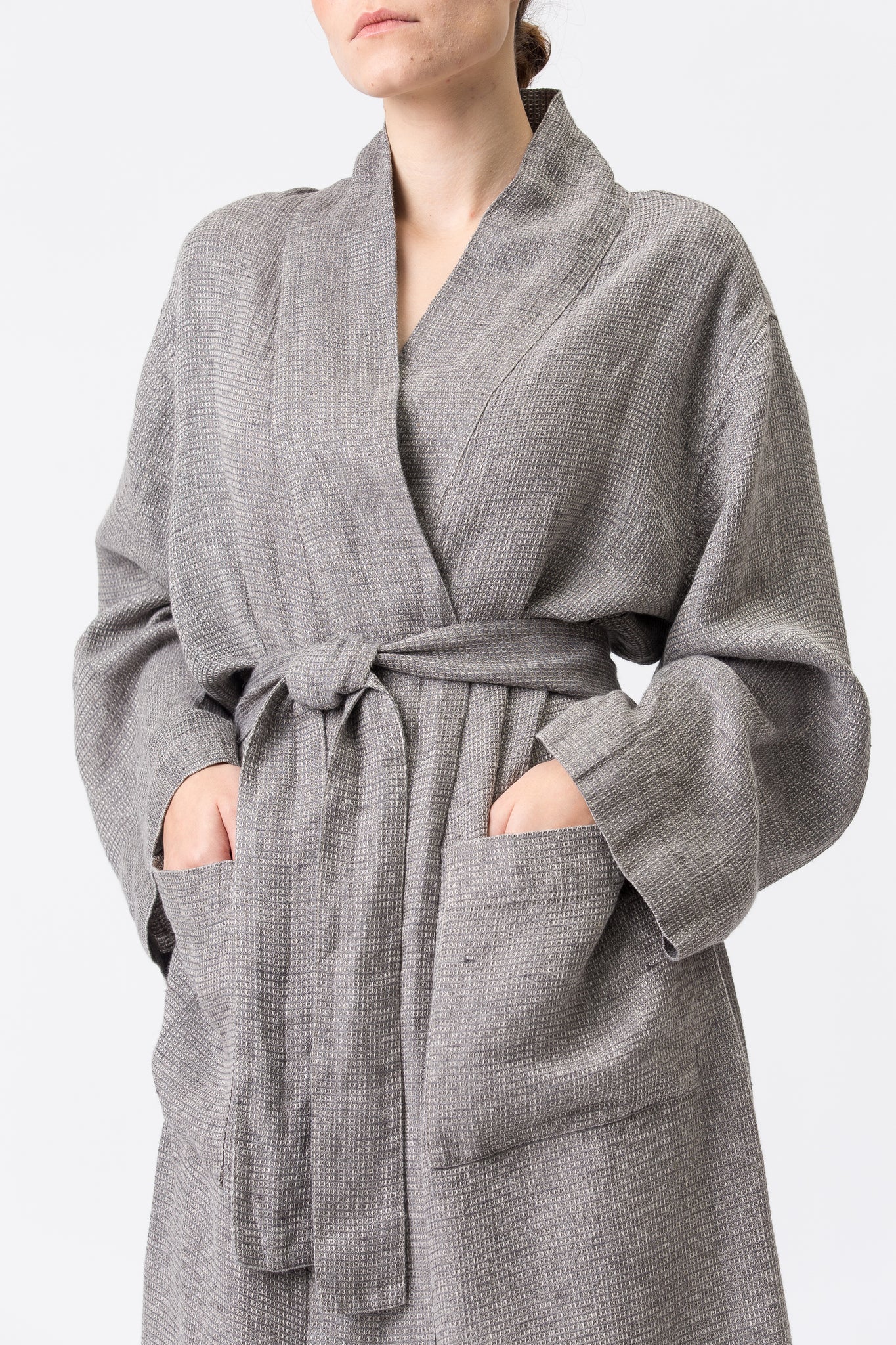 Linen Kimono-Bathrobe SMILTĖ graphite grey