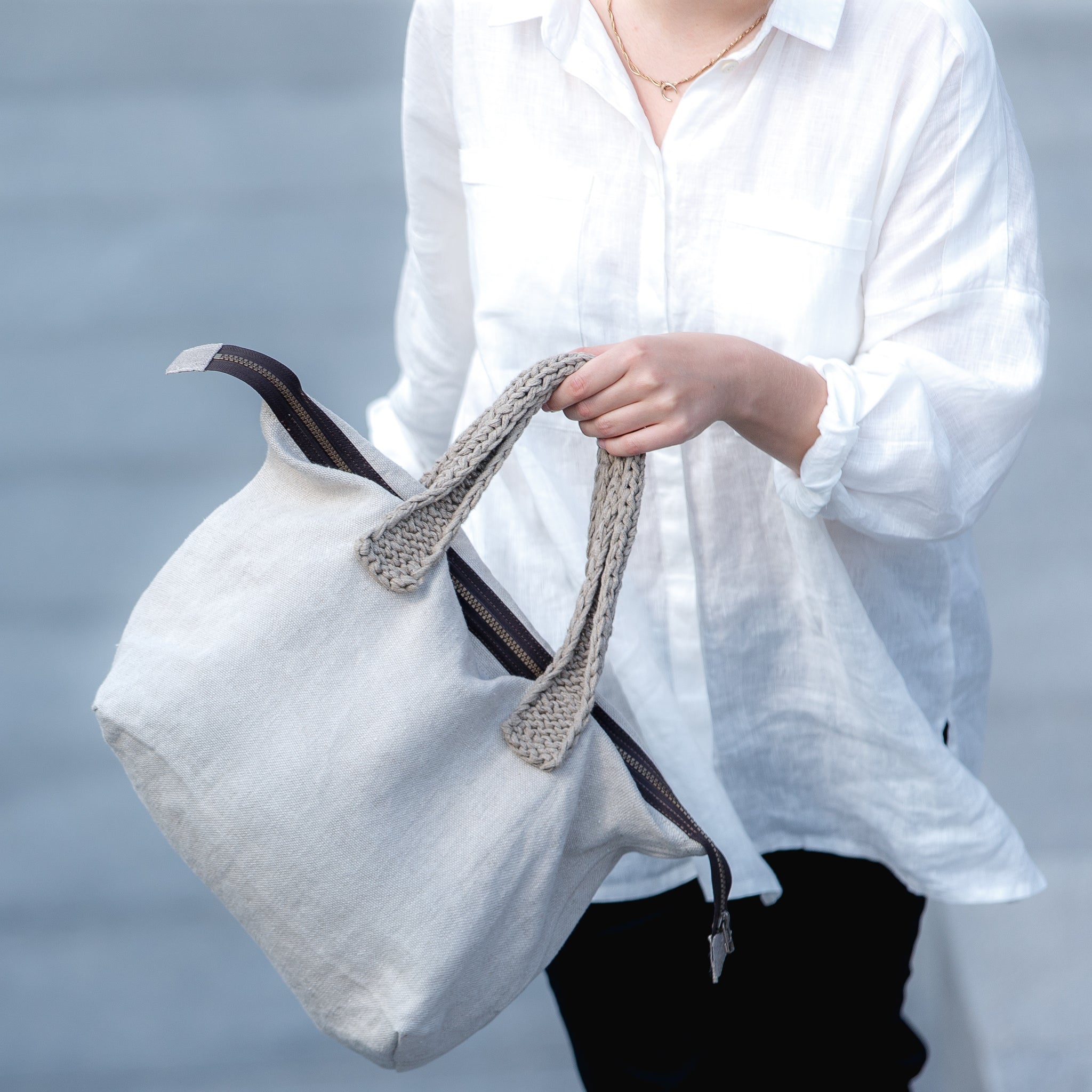 Midi Bag BURĖ with linen handles