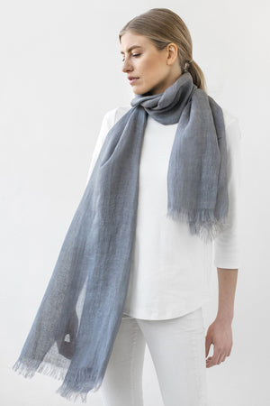 Light Linen Scarf LUKA smoke grey